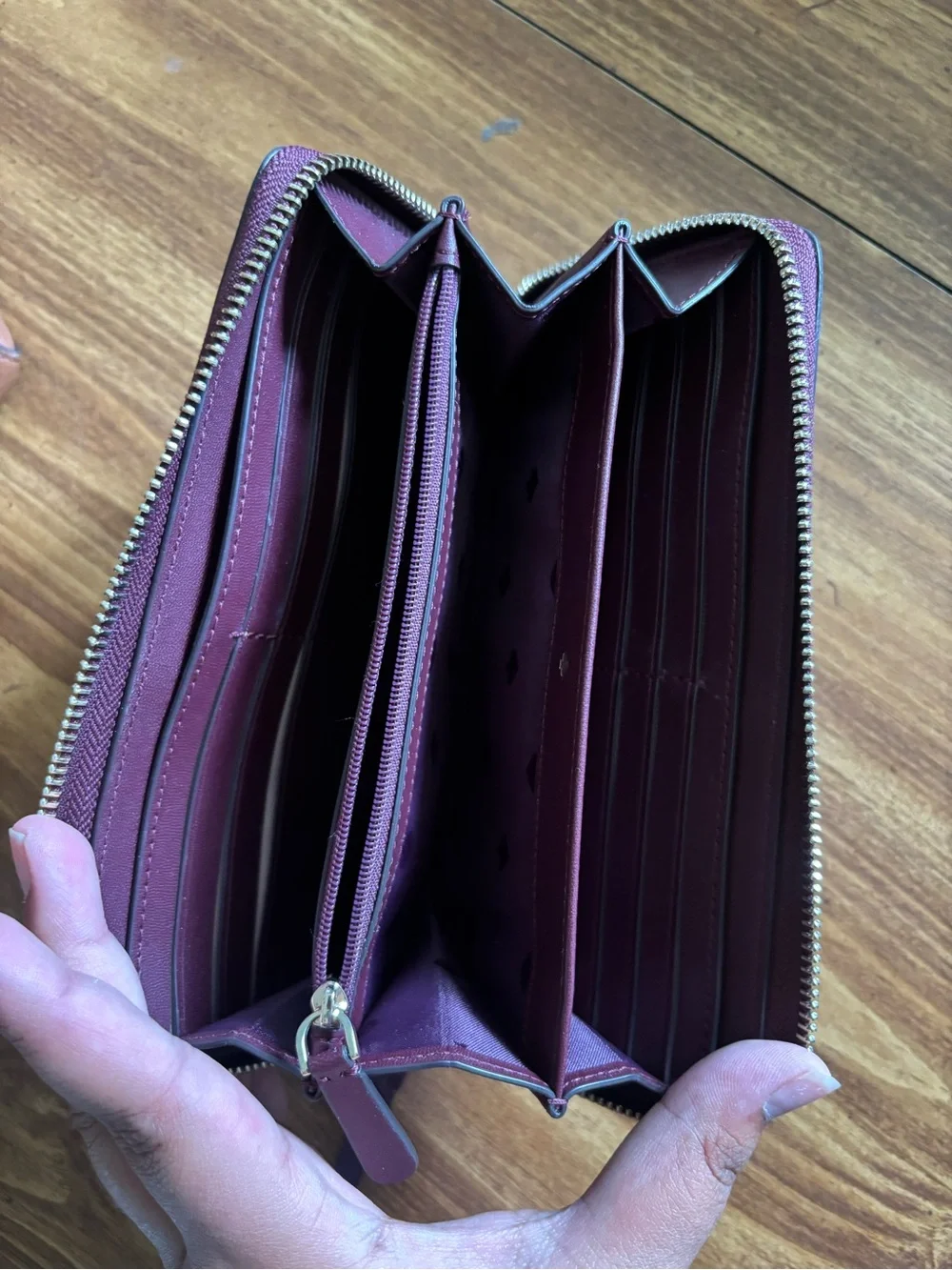 kate spade New York Burgundy Zip-Around Wallet
